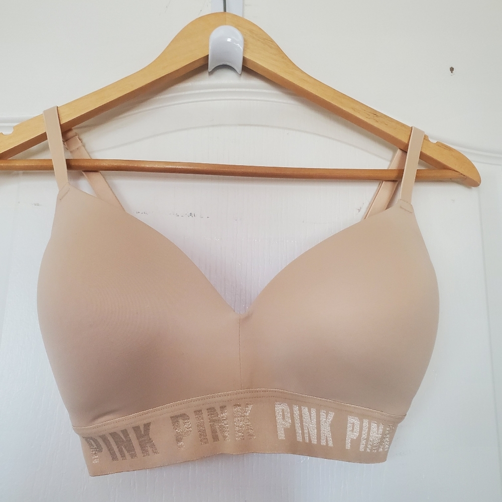 Victoria Secret Pink, Wear Everywhere Bra Wireless Lightly Lined Nude  32DD
